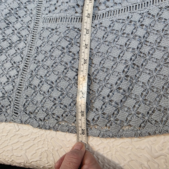 Abercrombie & Fitch Mixed-Stitch Eyelet Lace Mini Dress in Pale Blue Size M - Picture 7 of 7